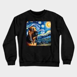 Starry Bloodhound Dog Portrait - Pet Portrait Crewneck Sweatshirt